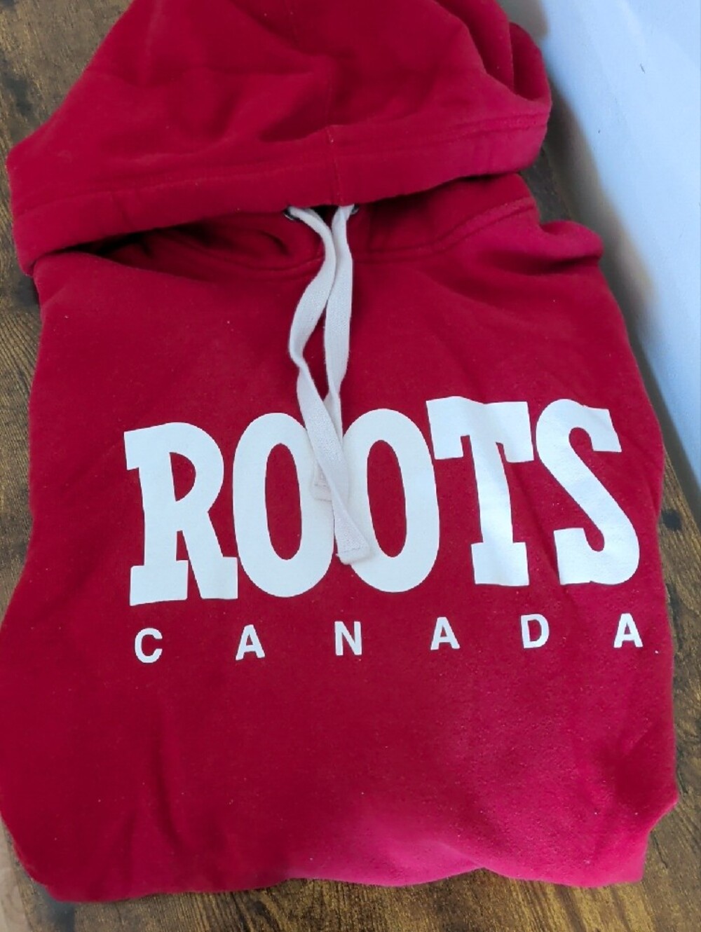 Roots Deep Red Men's Hoodie with White Logo - Picture 6 of 7